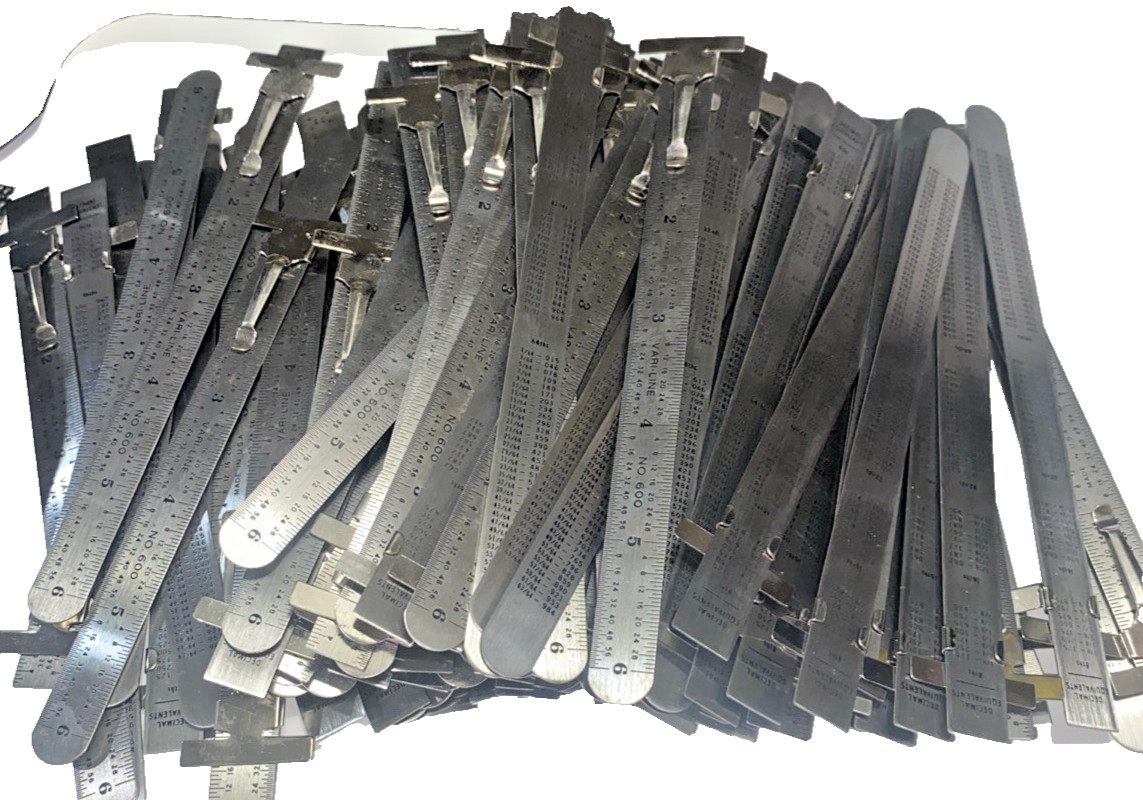 Lot Of 100 6” GUNSMITH  MACHINIST  STAINLESS STEEL POCKET RULERS  U.S.A.  Made