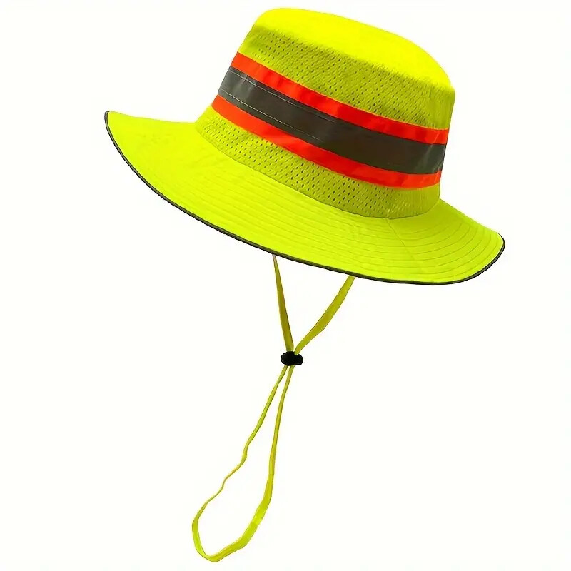 Hi Vis Reflective Work Safety Neck Flap Boonie Hat Bucket Cap