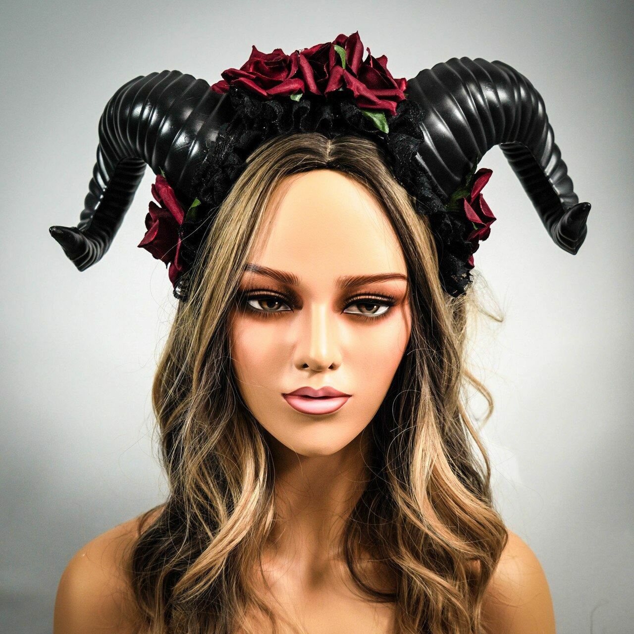 Black Ram Horns Cosplay Horn Headdress Headpiece Halloween Costume