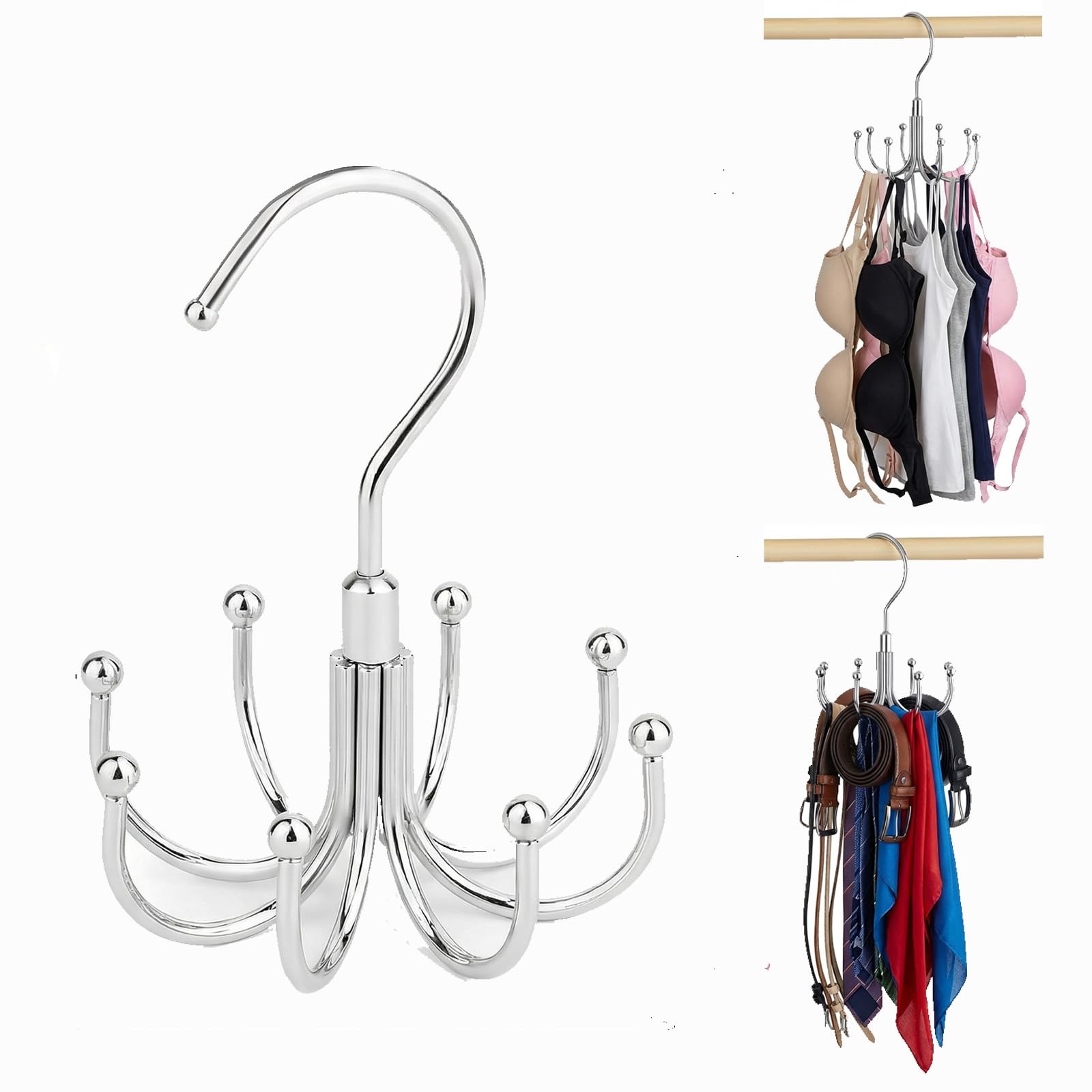Rotatable Belt Hanger & Closet Organizer, 2 Pack - 48 Storage Capacity, 360° ...