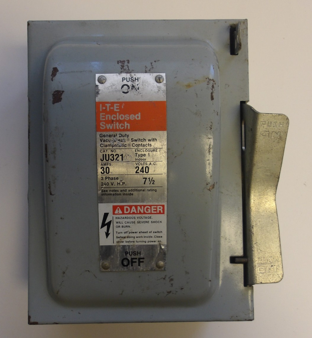 ITE P/N: JU321 GENERAL DUTY VACU-BREAK SAFETY SWITCH 30A 240VAC 3 POLE 3 PHASE