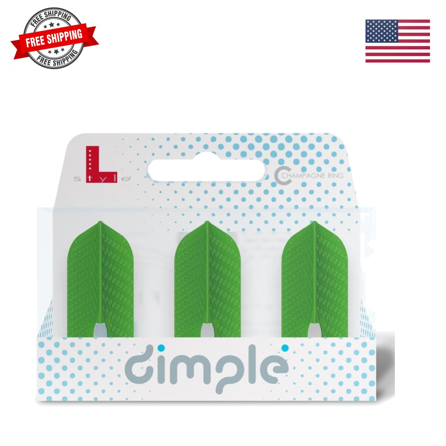 L6 Slim Dart Flights - PRO Dimple - Lime Green - 2 Sets 6 Flights