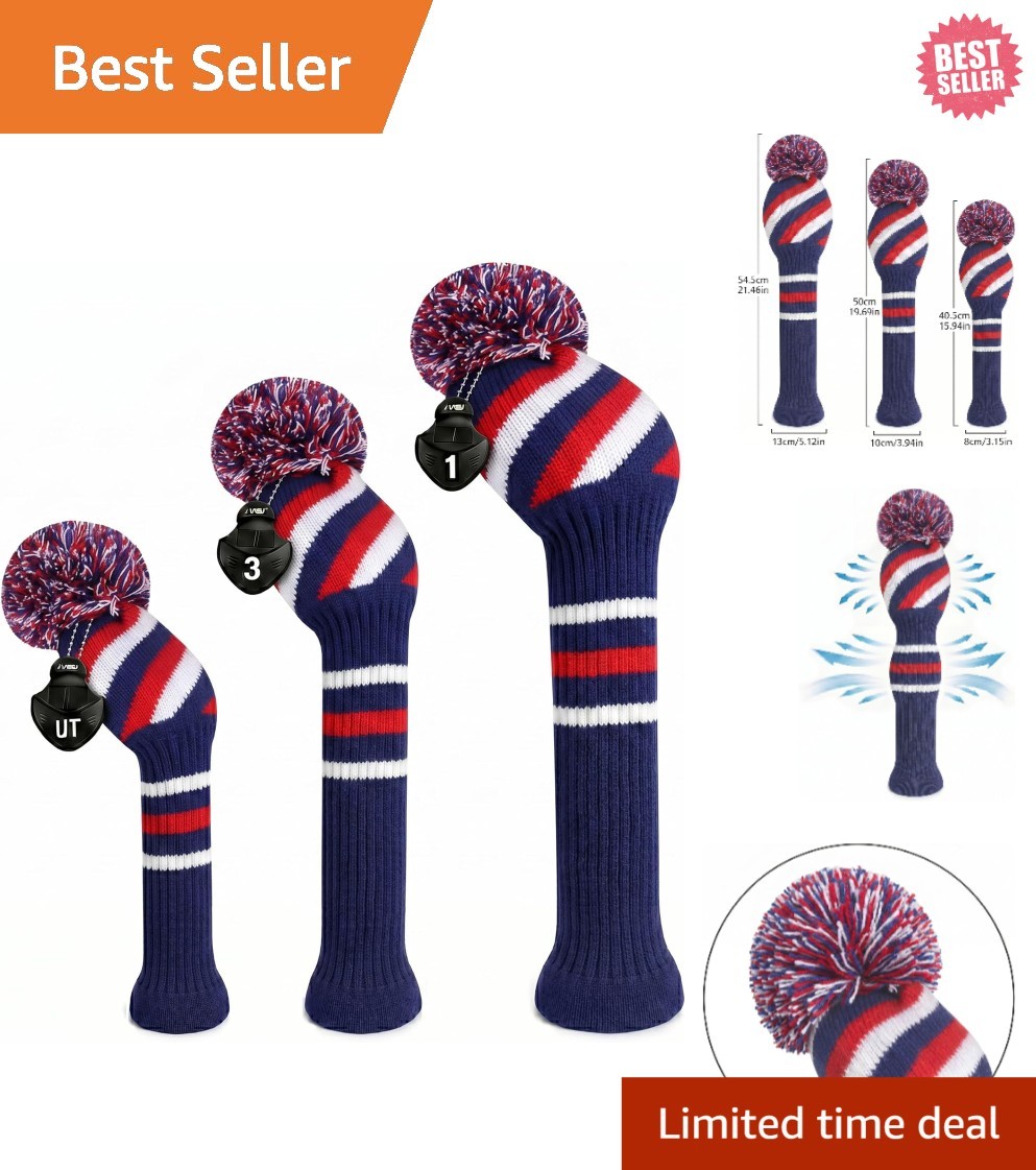 Set of 3  Golf Headcovers - Stylish Protection for 460cc Drivers & Woods