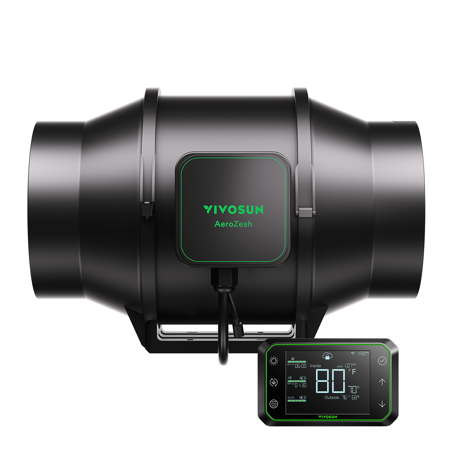 VIVOSUN AeroZesh S6 6-inch 405CFM Inline Duct Fan with E42A Speed Controller