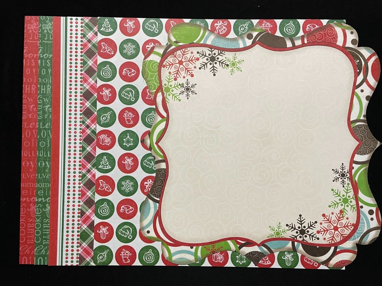 BO BUNNY SHABBY PRINCESS CHRISTMAS "CHRISTMAS" 12X12 SS PAPERS AND DIE CUT