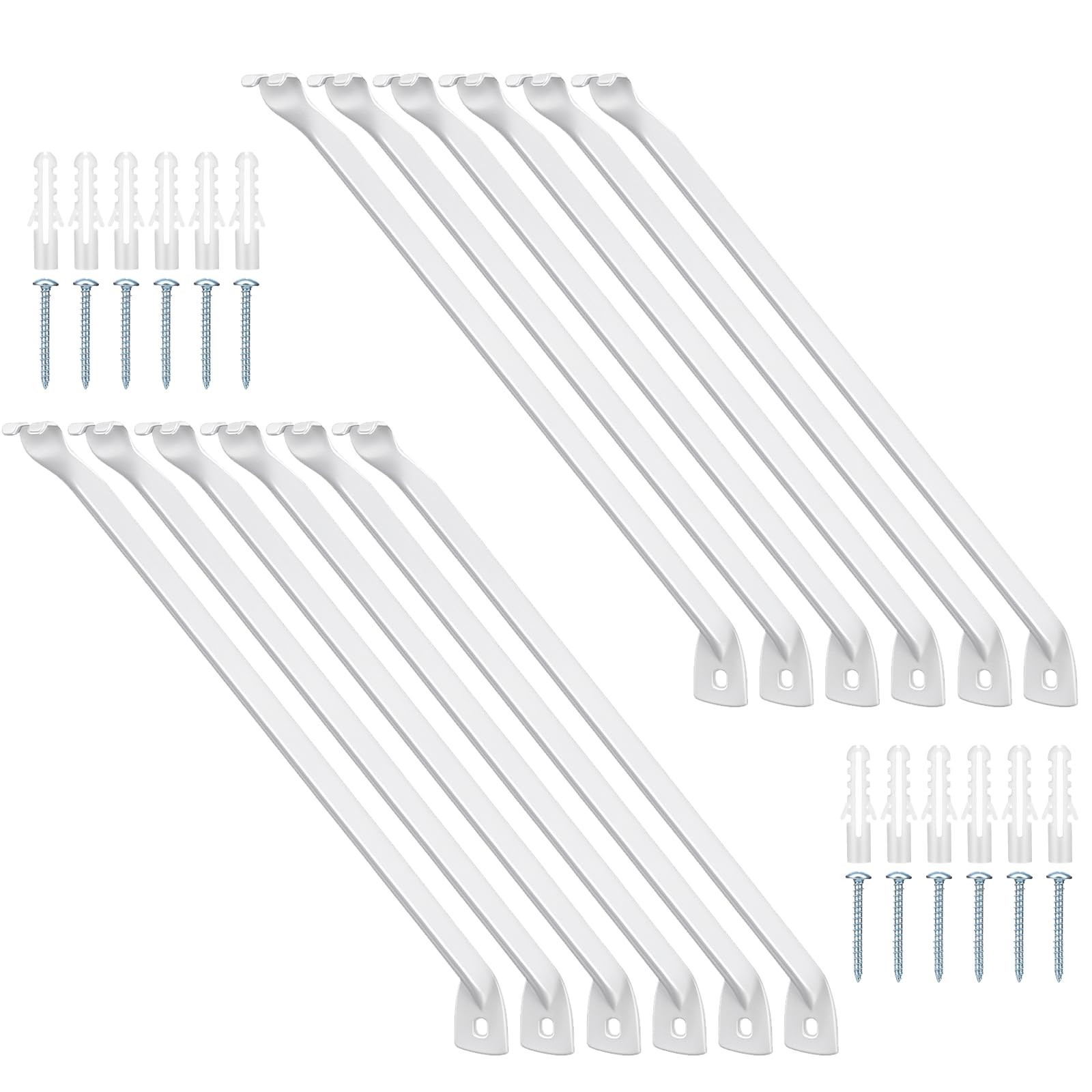 12 Pcs 12 Inch Support Bracket For Wire Shelving Closet White Metal With Anchors