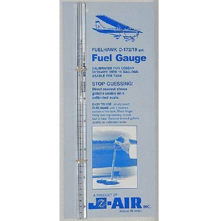J-Air Fuelhawk Fuel Gauge - Cessna C-172 / 19 Gallon - Pre-Flight Fuel Dipstick