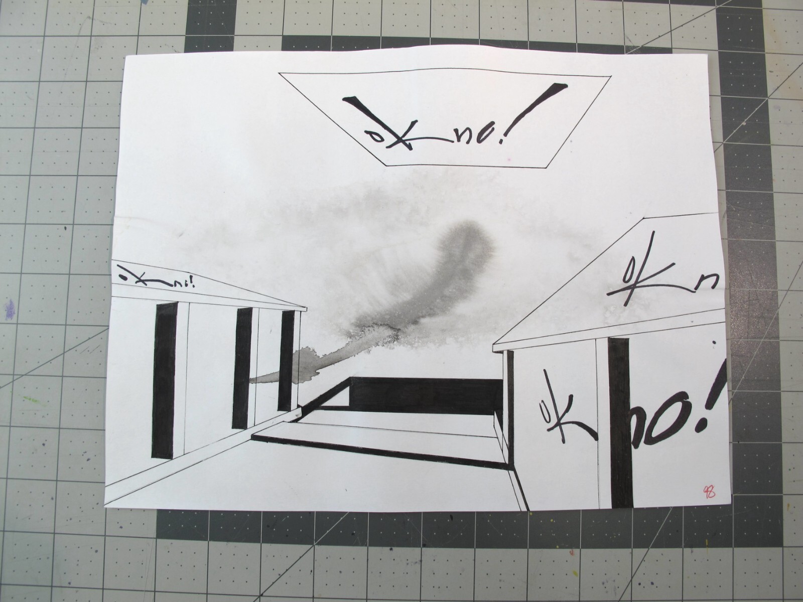 vtg 1990s hip hop graffiti Original art OKNO Ink on paper neighborhood v2 KNO1