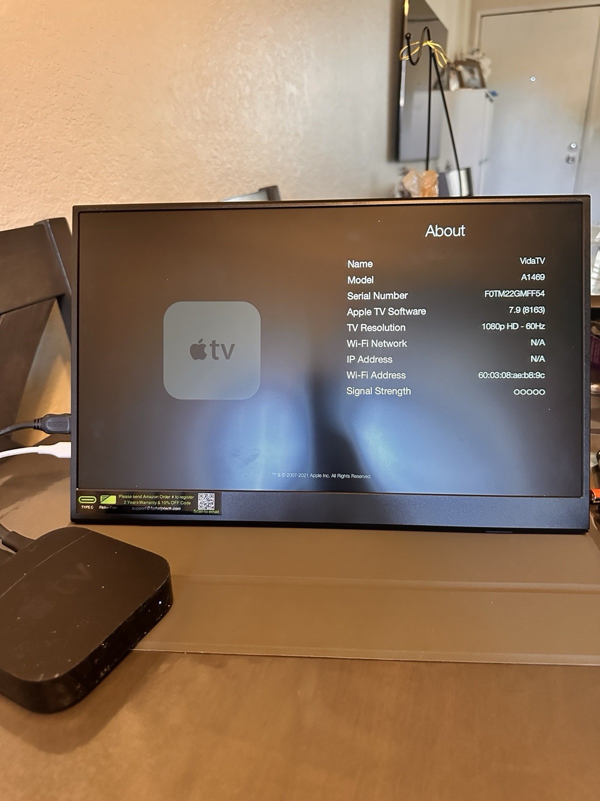 Apple TV 3rd Generation Media Player - NO POWER CORD, NO REMOTE*