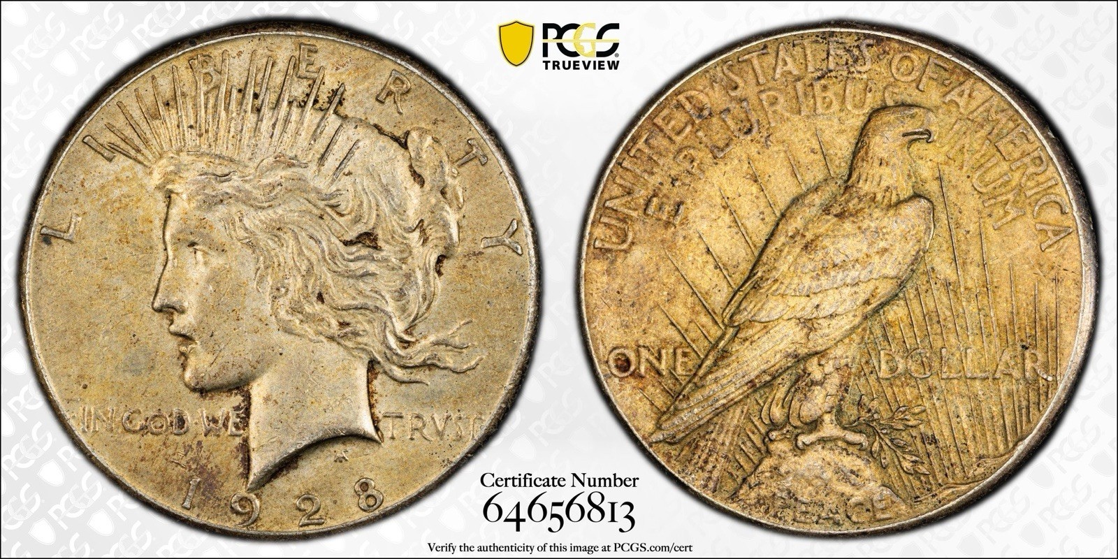 1928 Peace Silver Dollar PCGS & CAC AU58