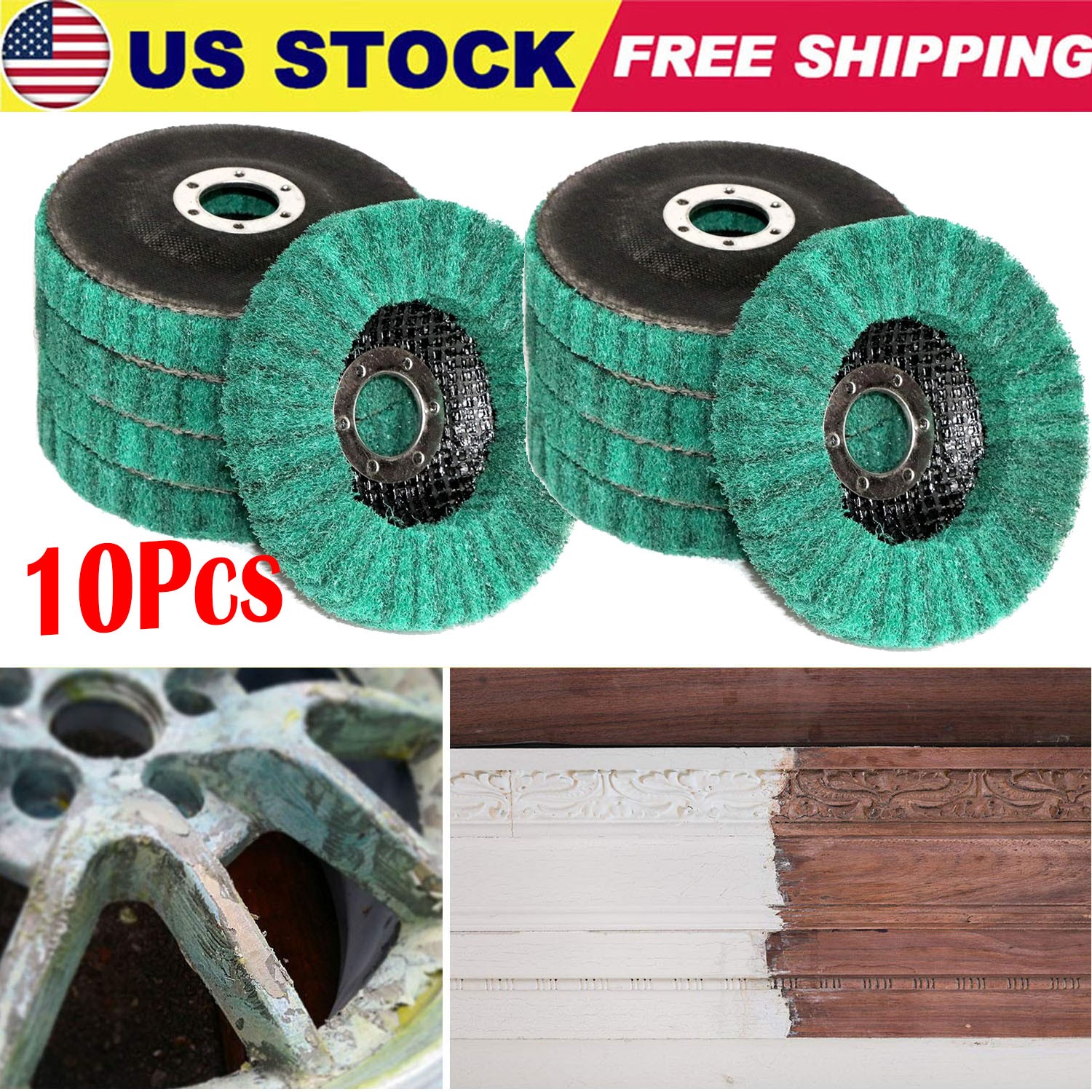 10PC Metal Cleaning Polishing Wheel Pads 4-1/2 x7/8" Flap Disc for Angle Grinder