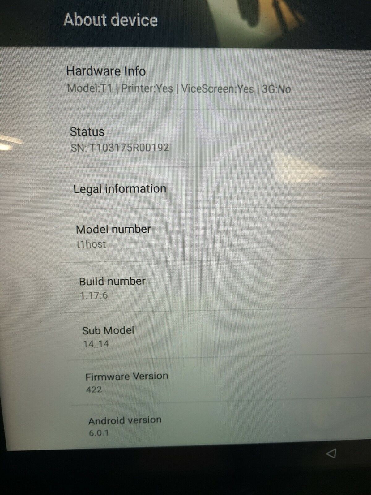 SUNMI T1 W1402 POS system Android 6.0 W/ 14+7 screen + printer - Unused