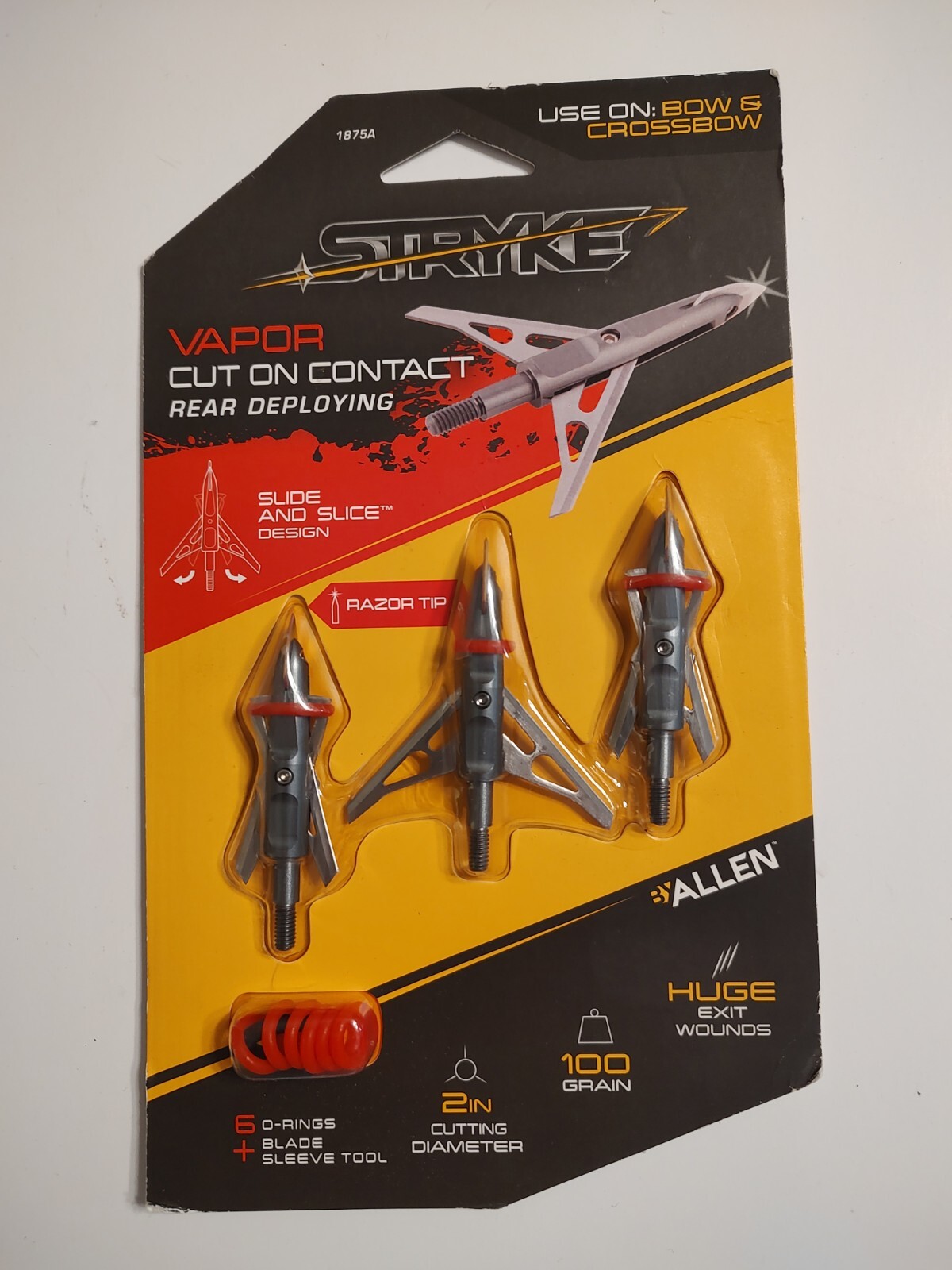 Stryke Vapor Rear Deploying Cut-on-Contact Allen Archery Bowhead100 Grain,3 Pack