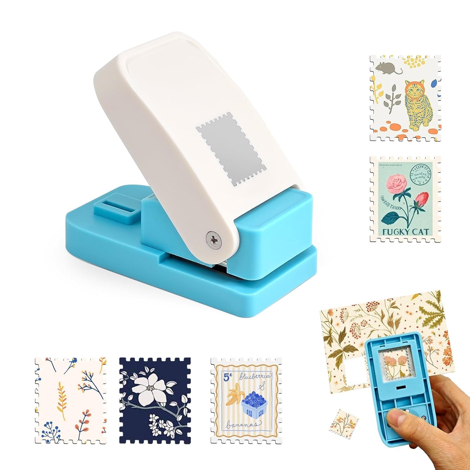 Stamp Punch， 1x0.8 Inch Rectangular Postage Stamp Puncher with Scalloped Edge?