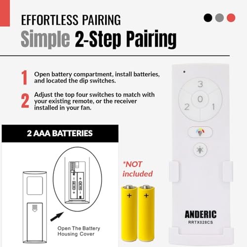 RRTX028C-S Replacement Ceiling Fan Remote Control Compatible with Hampton Bay