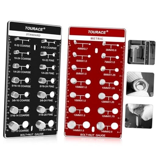 2Pcs Thread Checker, Nut and Bolt Thread Checker, Standard SAE and Metric,