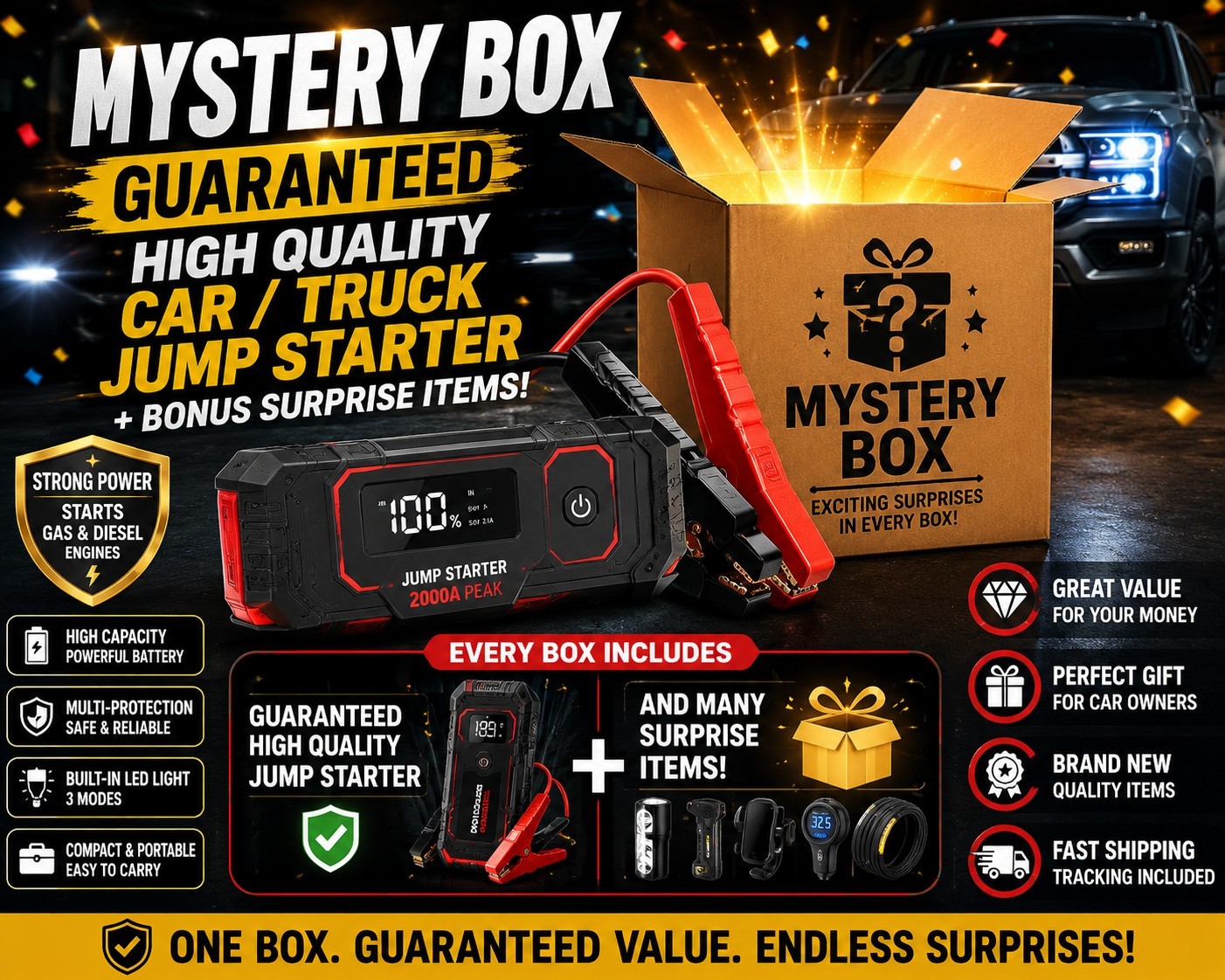 Guaranteed Car/Truck Jumper Mystery Box Smart Devices + Surprise Gifts