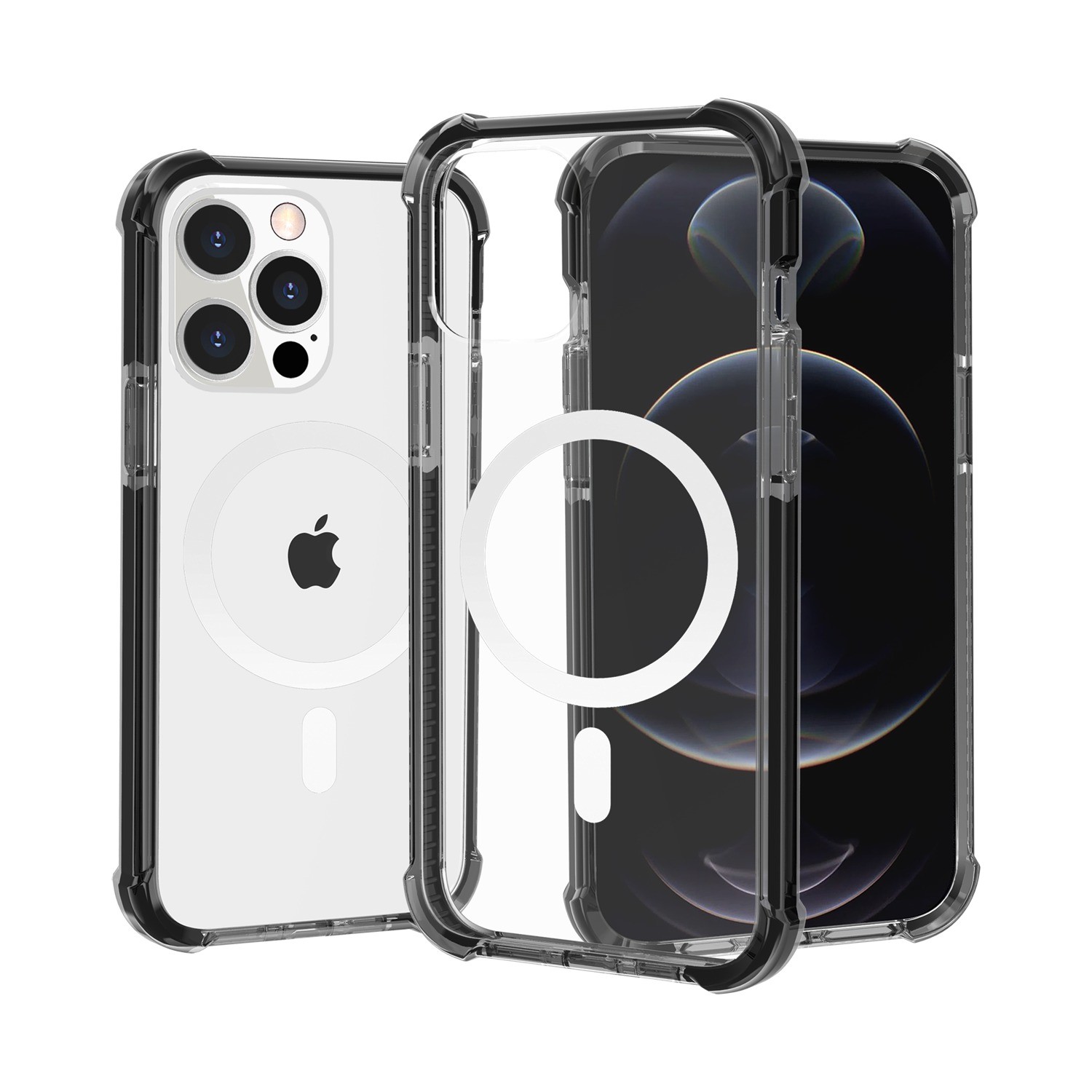 For iPhone XR Case Magnetic Circle Acrylic Shockproof Cover + Tempered Glass