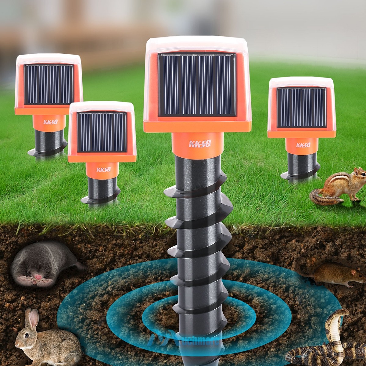 2~4Pcs Solar Power Ultrasonic Repellent Mice Gopher Mole Snake Squirrel Repeller