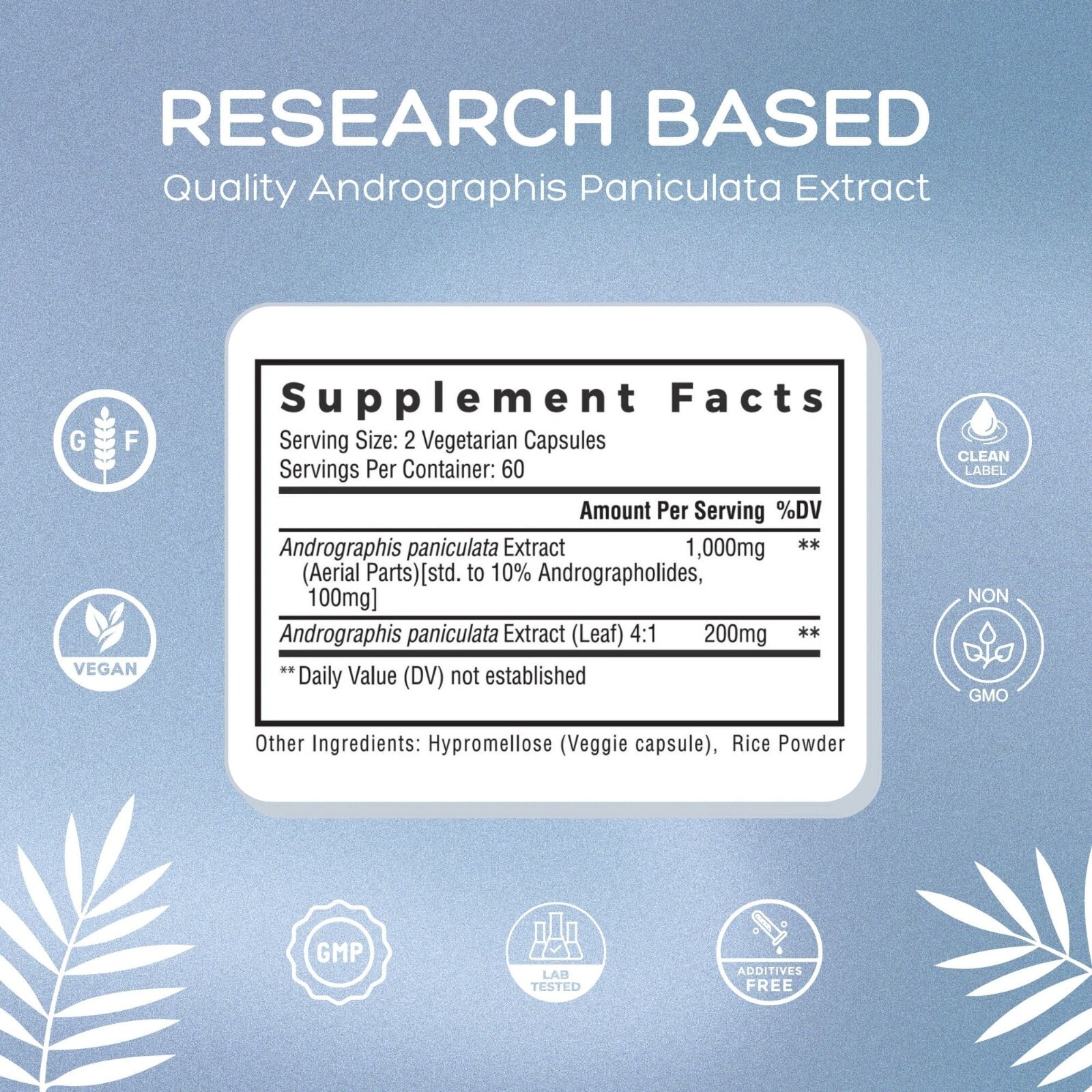 Premium Andrographis Extract 1,200mg (100mg Andrographolides), 120 Capsules