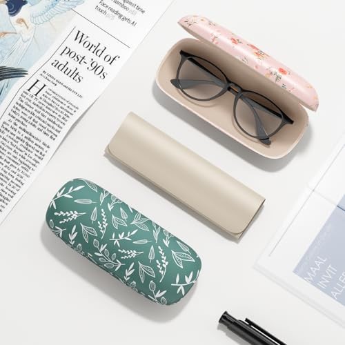 Eyeglasses Case, Hard Shell Protective Case for 3 Pack-watercolor Flowers