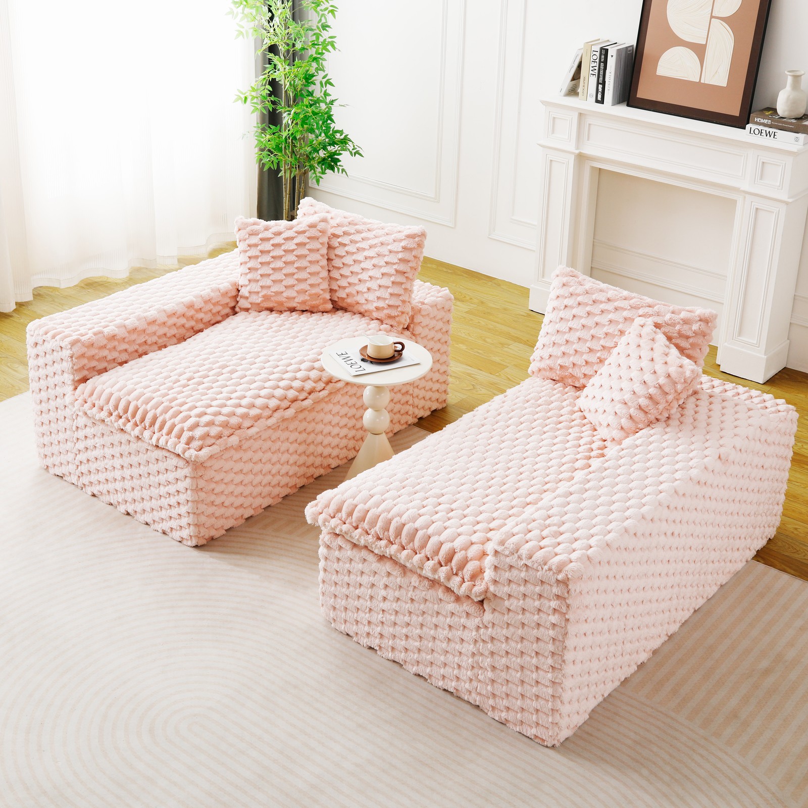Luxury Pink Turtle Velvet Multifunctional Sofa - Arrangeable in Single Row, Sid