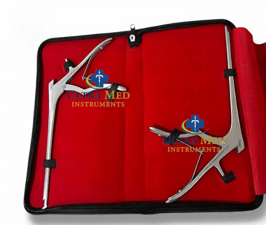 New Set of 2 V. Mueller 1-2mm x 40° Up Cervical Kerrison Rongeurs Neuro Spine