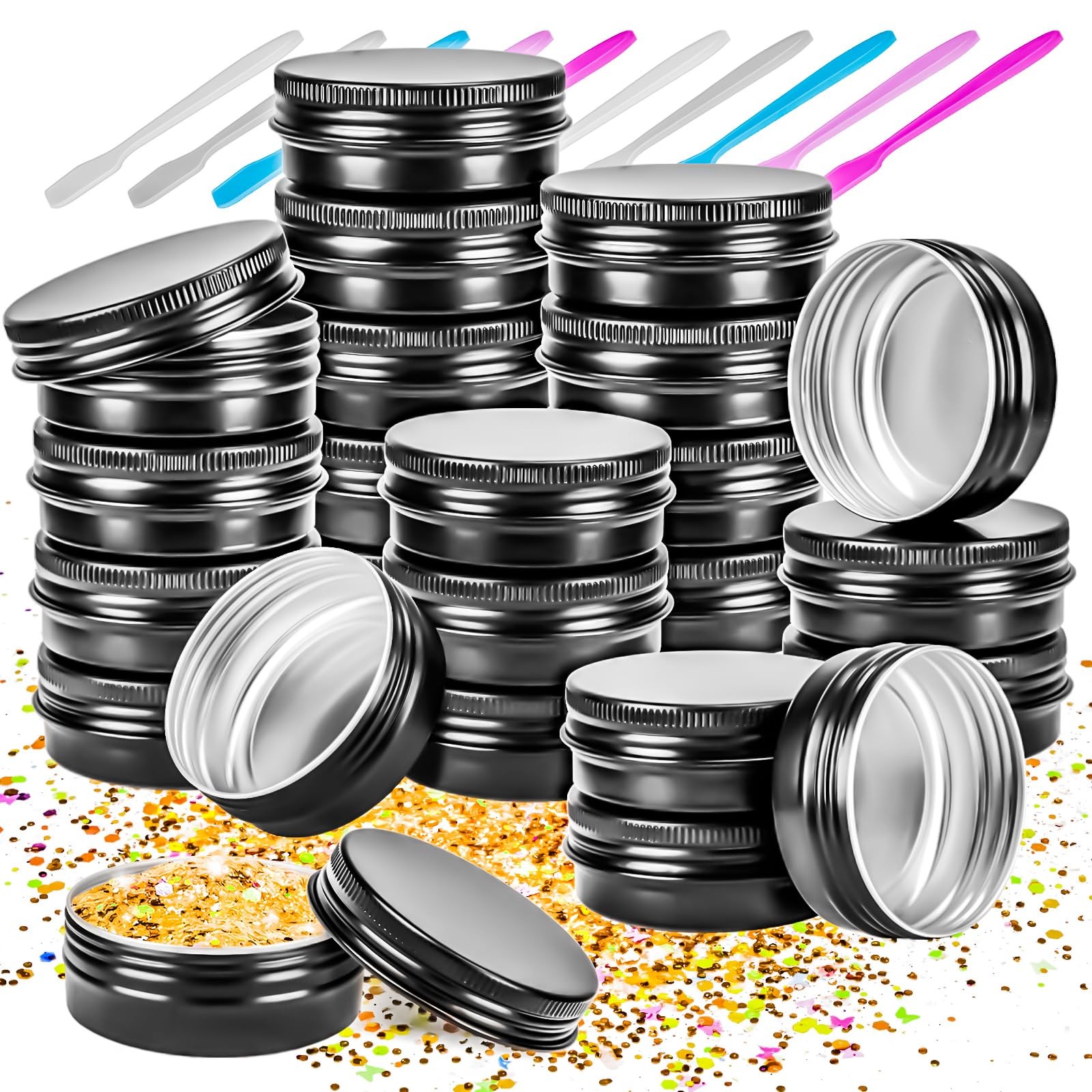 24 Pack 1oz Aluminum Tin Jars with Screw Lid for Creams, Balms, and Spices