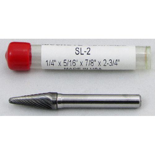 Carbide Burr (SL-2) 14° Cone Radius End - Single Cut - 1/4 x 5/16 x 7/8 x 2 3/4