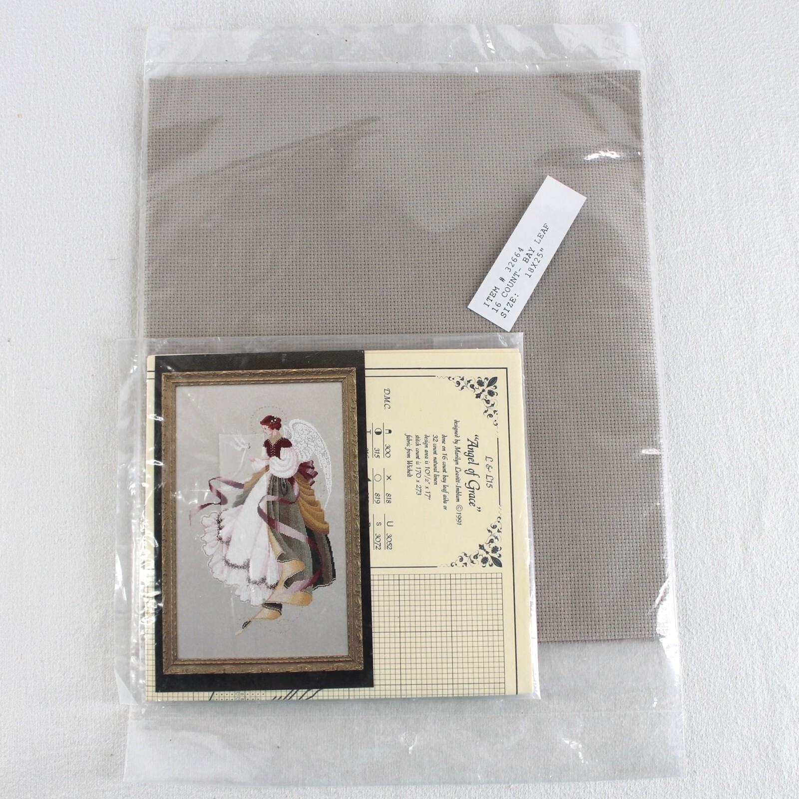 Lavender & Lace Angel of Grace Counted Cross Stitch Pattern with Aida Fabric