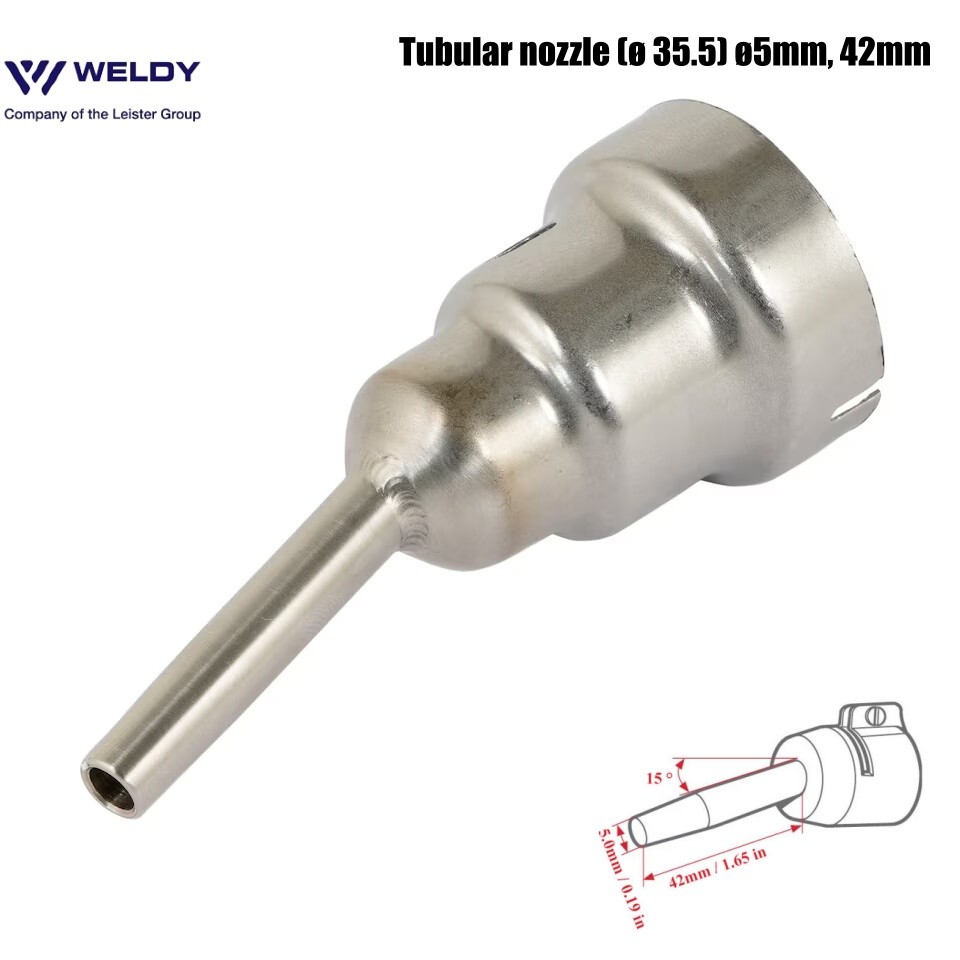 Weldy Ø 5 mm, 42 mm Tubular Nozzle Ø 35.5mm/1.4in for Heat Guns Nozzle