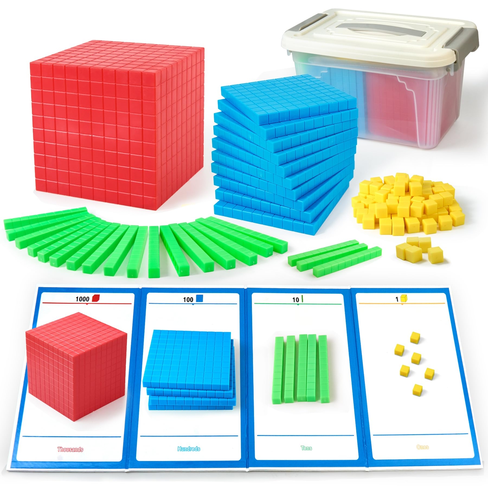 Math Manipulatives for Kids Aged 3+.Base Ten Blocks with Place Value Chart - ...