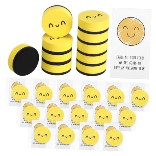 24 Set Back to School Gift Smile Magnetic Whiteboard Erasers Bulk with