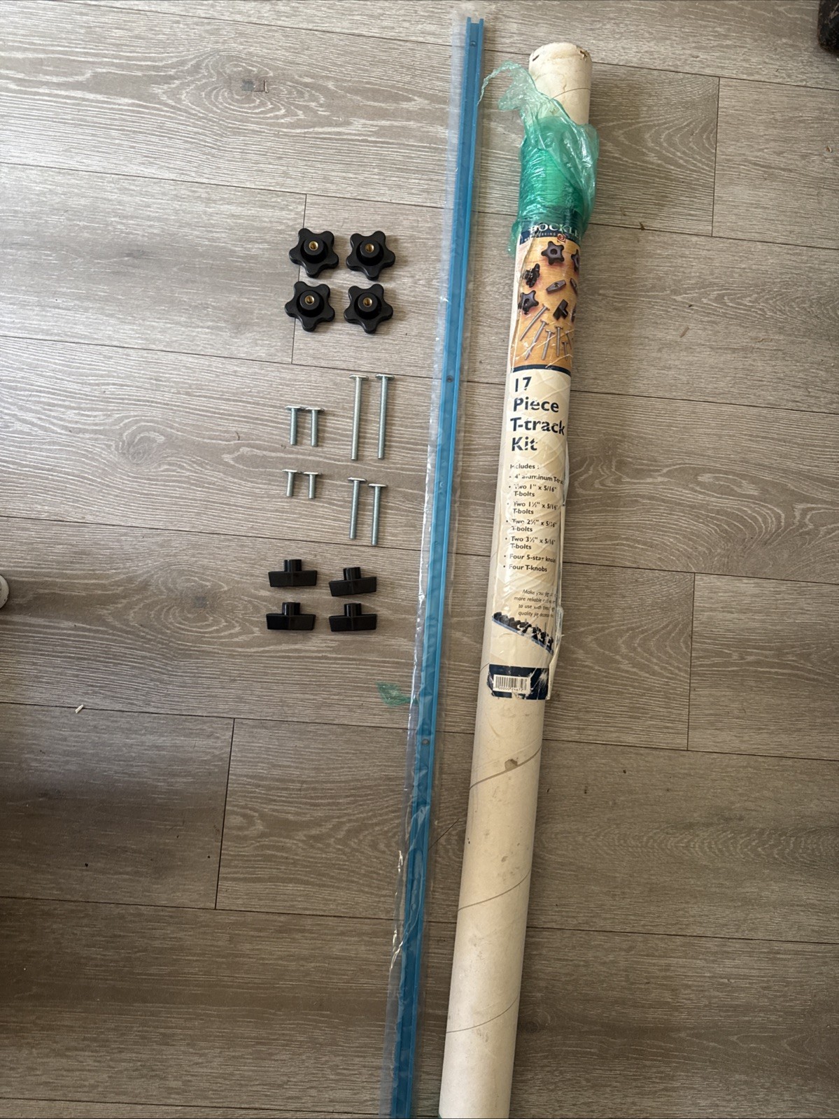 Rockler 17 piece 48” Universal T-Track Kit Aluminum New In Tube