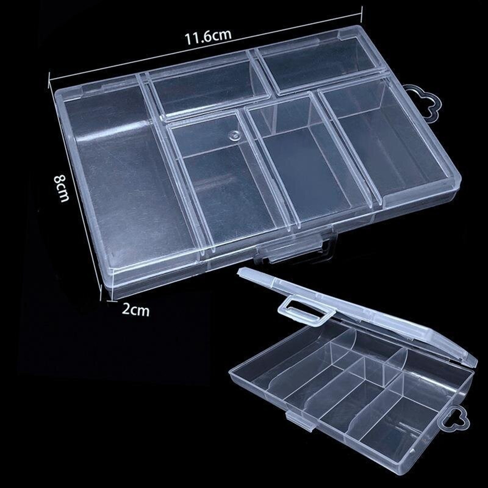 2 Pcs Clear Plastic Organizer Box Case 6 Grids Jewelry Craft Storage Container