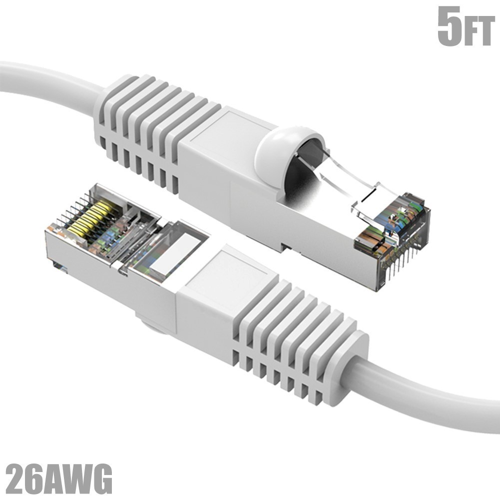5FT Cat5E RJ45 Ethernet LAN Network FTP Shielded Patch Cable Pure Copper White