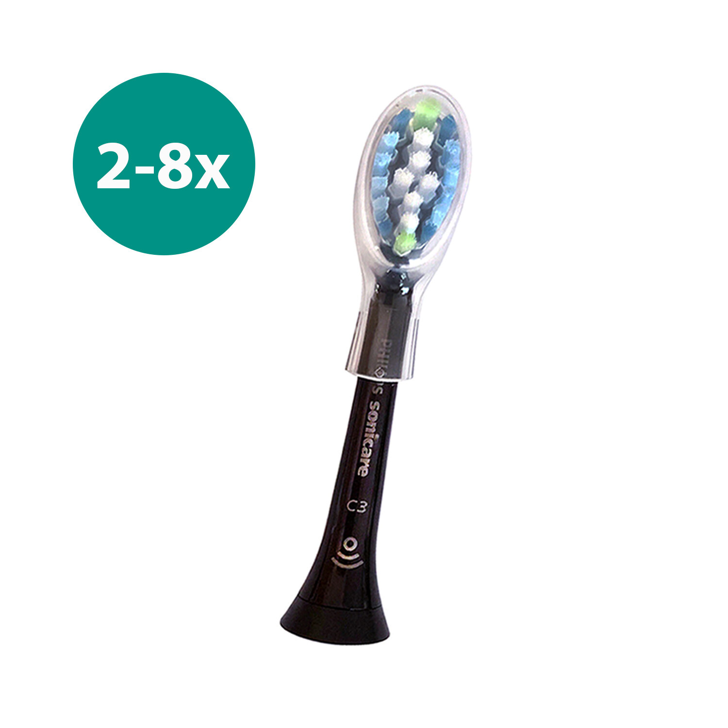 2-8x Philips Sonicare Smart C3 Plaque Control Black Brush Heads | No Box