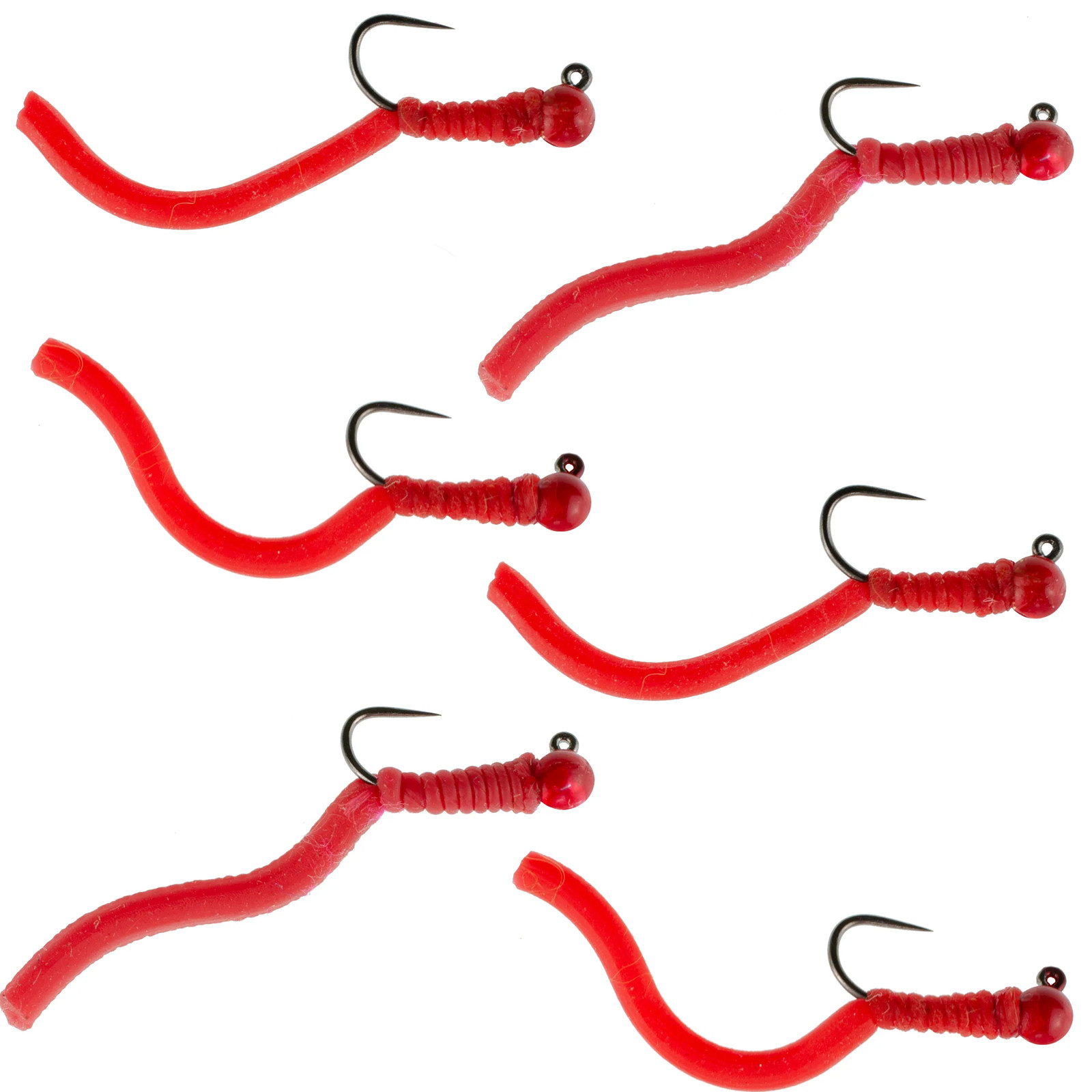 Tungsten Squirminator Squirmy Wormy Euro Nymph Barbless Fly - 6 Flies Size 14