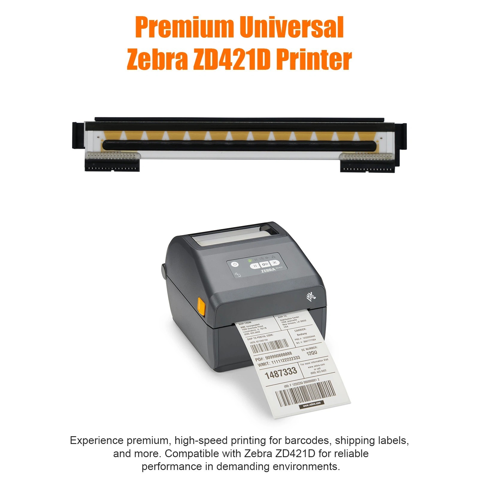 ✅ P1112640-019 Printhead for Zebra ZD421D Thermal Label Printer 203dpi ✅