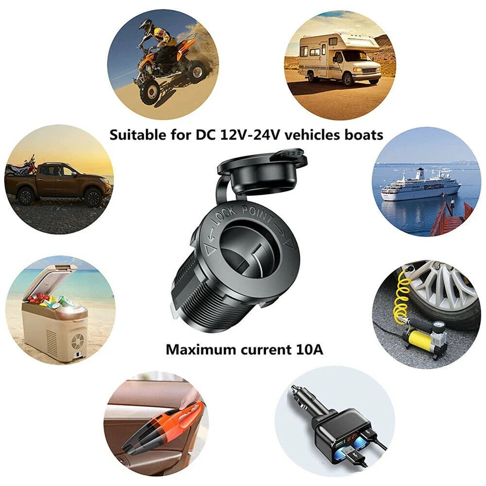 Cigarette Lighter Socket Power Outlet Socket Receptacle Car Motorcycle ATV 12v