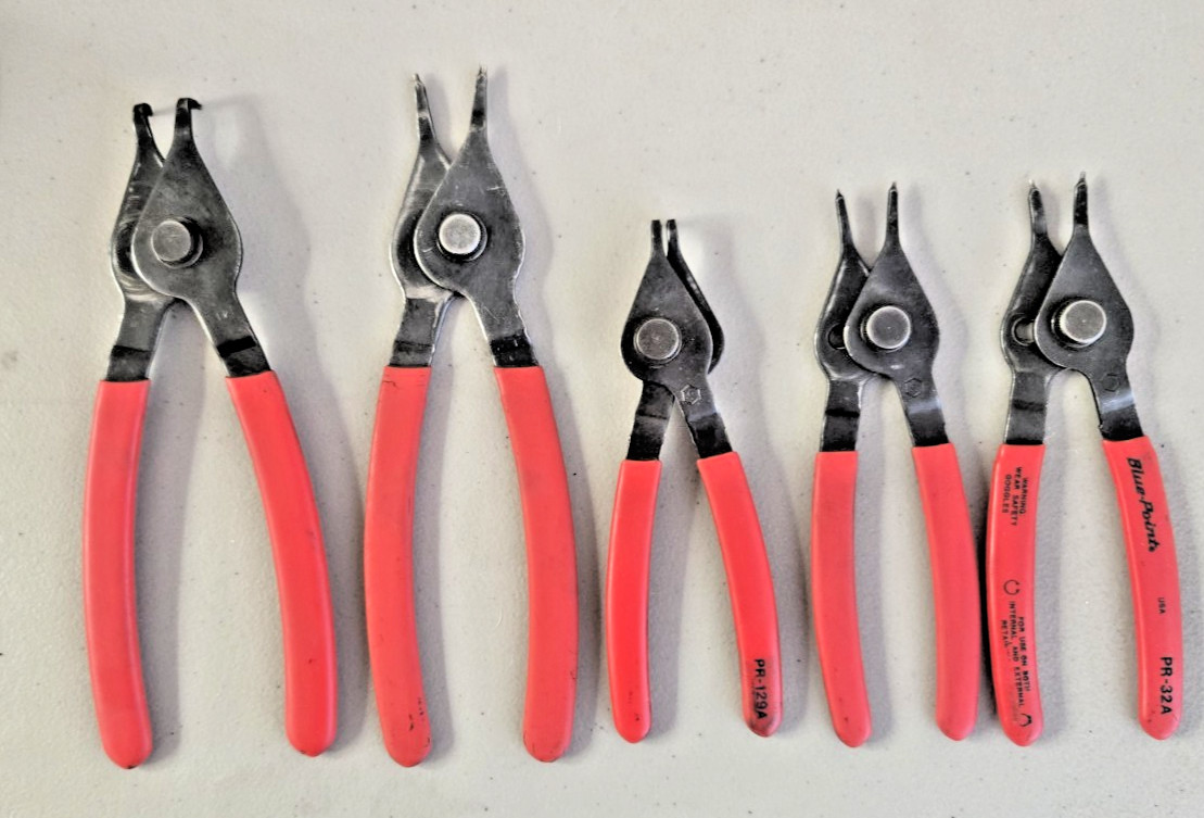 BLUE POINT SNAP-ON SNAP RING PLIERS 5 PIECES PR 34A, PR12A, PR32A, PR129A,PR349A