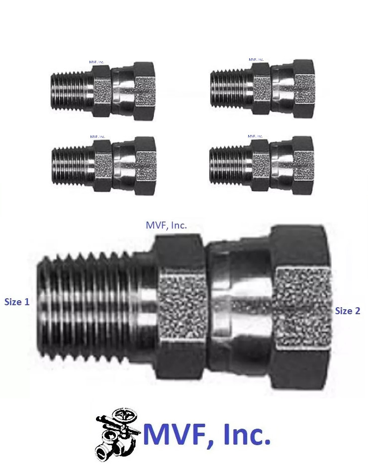 1/4" Male NPT x 1/4" Female NPSM Swivel Adapter Steel (5-Pack)  1404-04-04(x5)