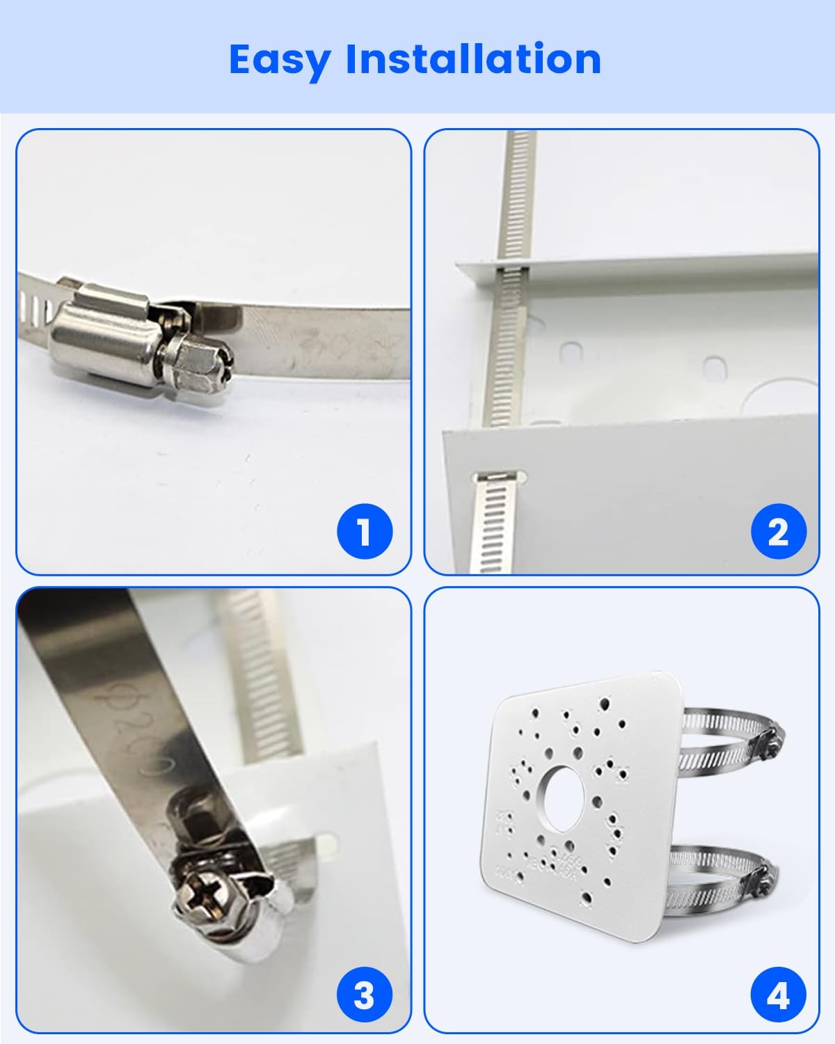 Universal Metal Security Camera Vertical Pole Mount Bracket 1 Pack, Ivory