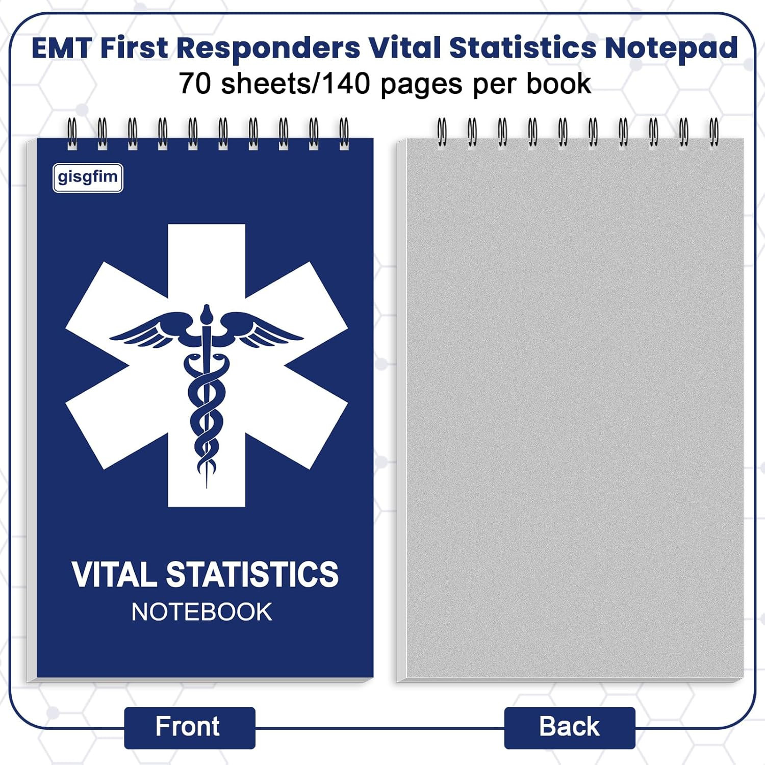 EMT First Responders Vital Statistics Notepad - 4 Pack Medical Notebook 70 Sheet