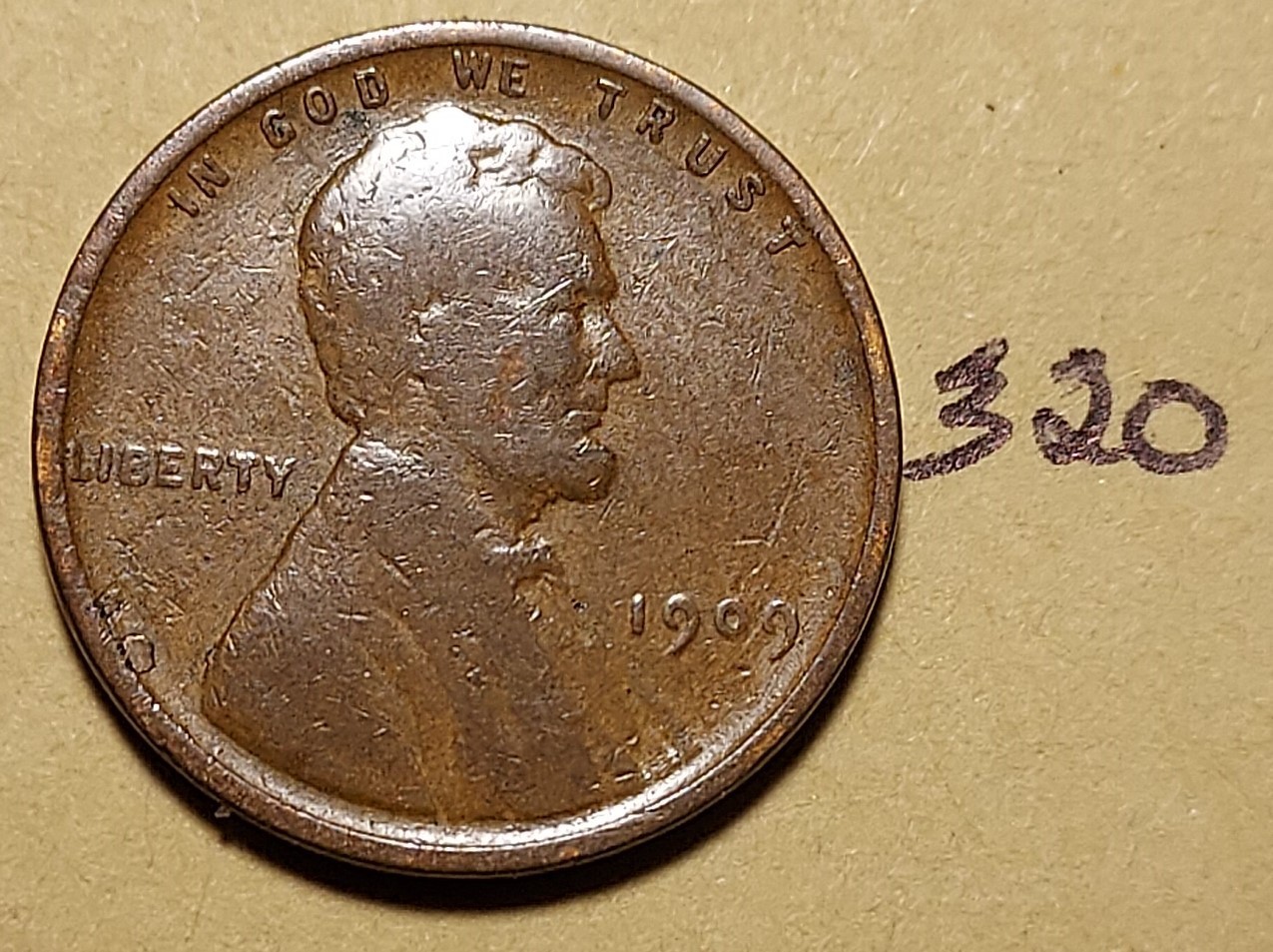 1909 Lincoln Wheat Cent  F  FINE  #320