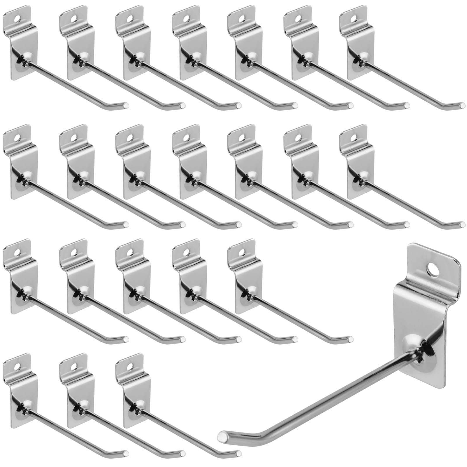 100 PCS 4 Inch Silver Slatwall Hooks, Gridwall Panel, Garage, Shop, Hangers
