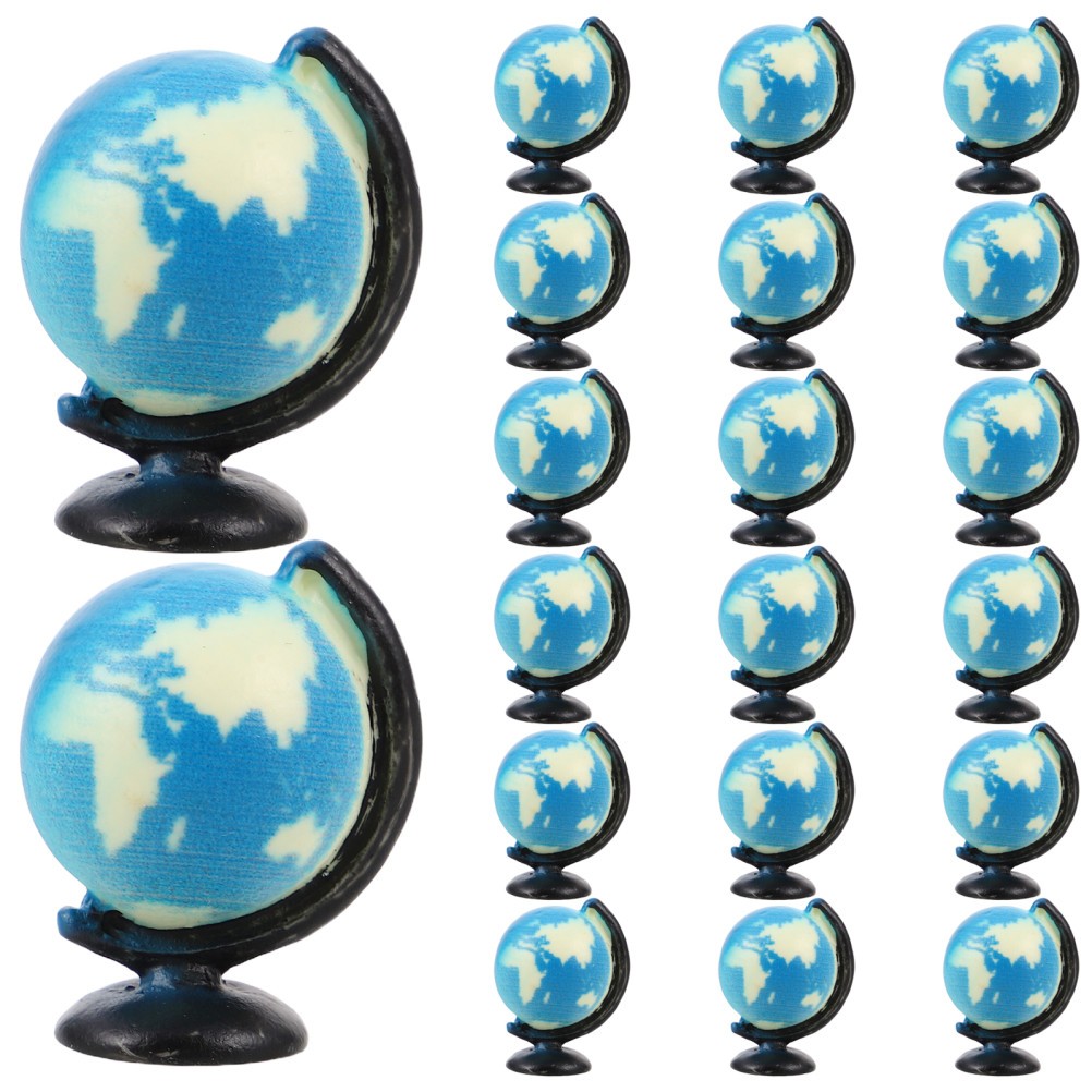 20Pcs Resin Mini Globes for Decor Sky Blue Tiny Globe for Office Desk