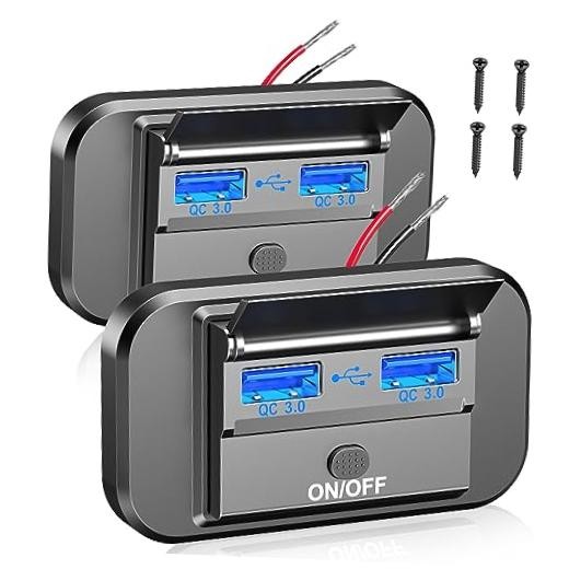 2 Pack 12V USB Outlet Dual Quick Charge 3.0 Car USB Ports: 12 Volt 2 PACK 2 USB
