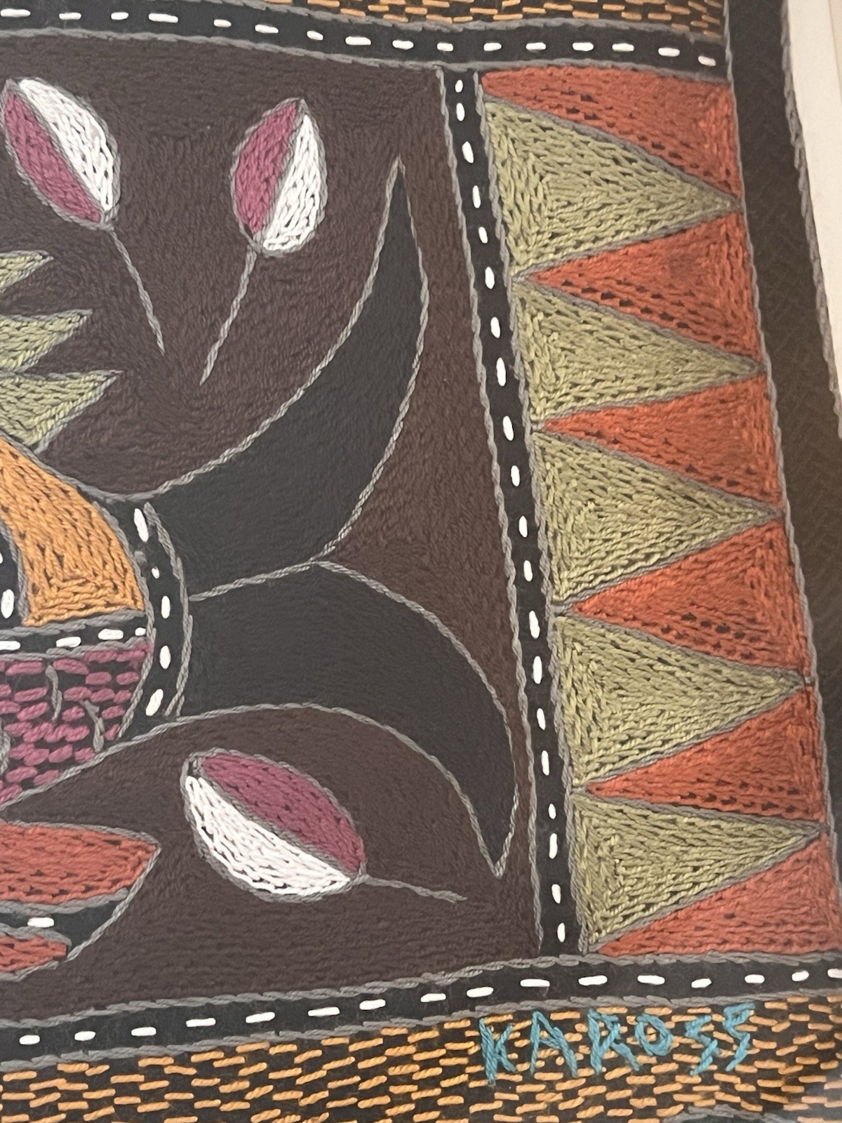 African Hand Embroider Fish Placemat Inside The Shadow Sealed Box By Kaross