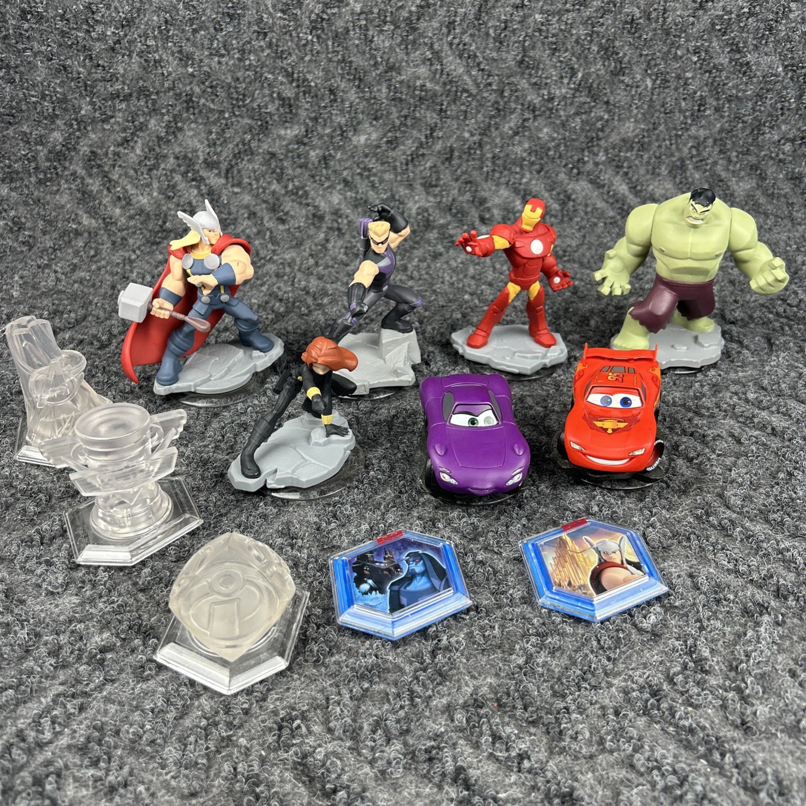 Disney Infinity Figures Lot Of 12 Hulk Iron Man Thor Lightning McQueen